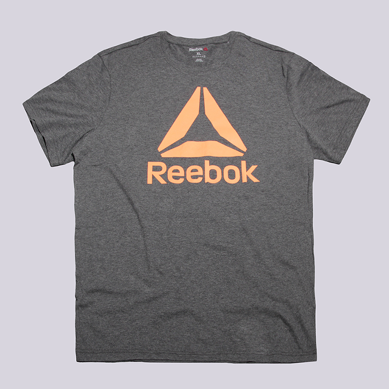 мужская серая футболка Reebok Stacked Logo Crew BK6592 - цена, описание, фото 1